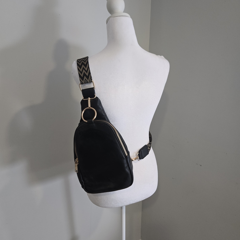 Stitch Fix Moda Luxe Black Regina Sling‎ Backpack Vegan Leather